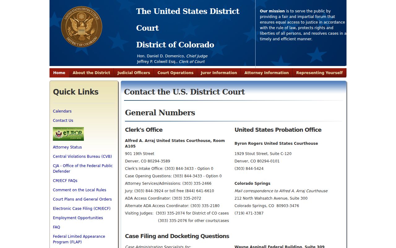 Grand County Clerk of Court records compared with federal district court clerk contact