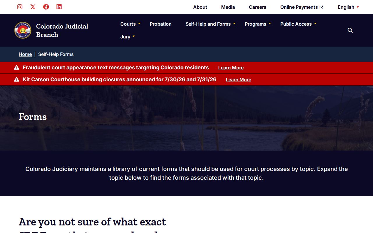 Grand County court records Colorado Judicial Branch forms library