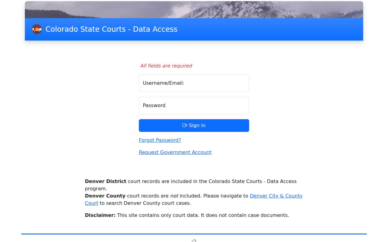 Grand County court records Colorado State Courts Data Access login