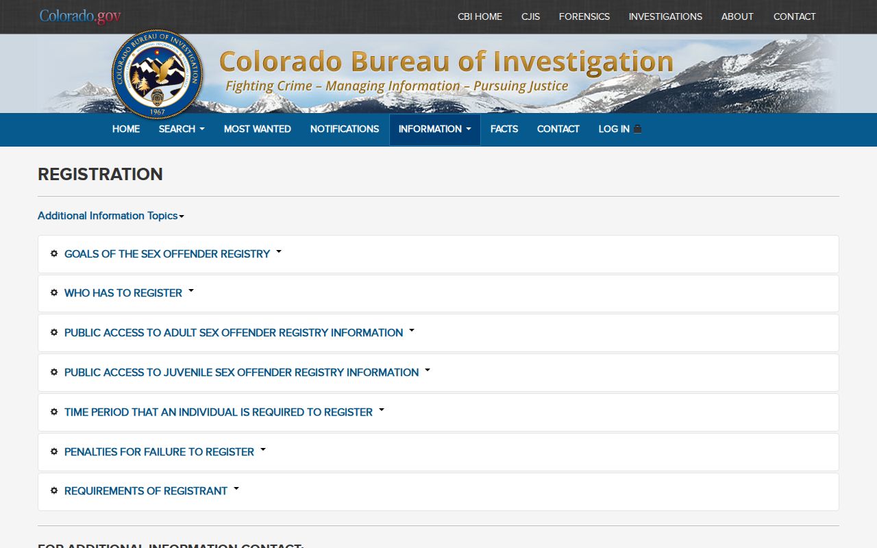 Grand County criminal court records CBI sex offender information page