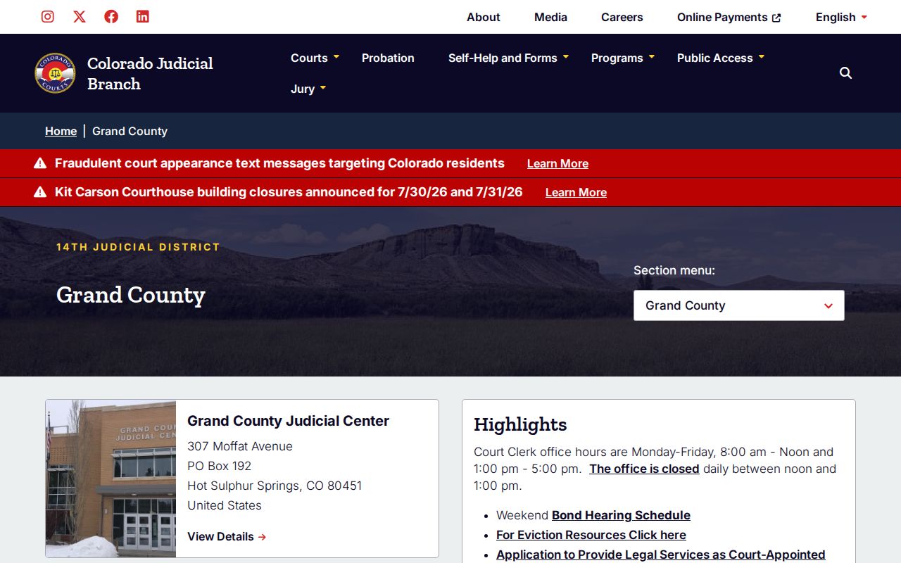 Grand County court records official Judicial Branch page