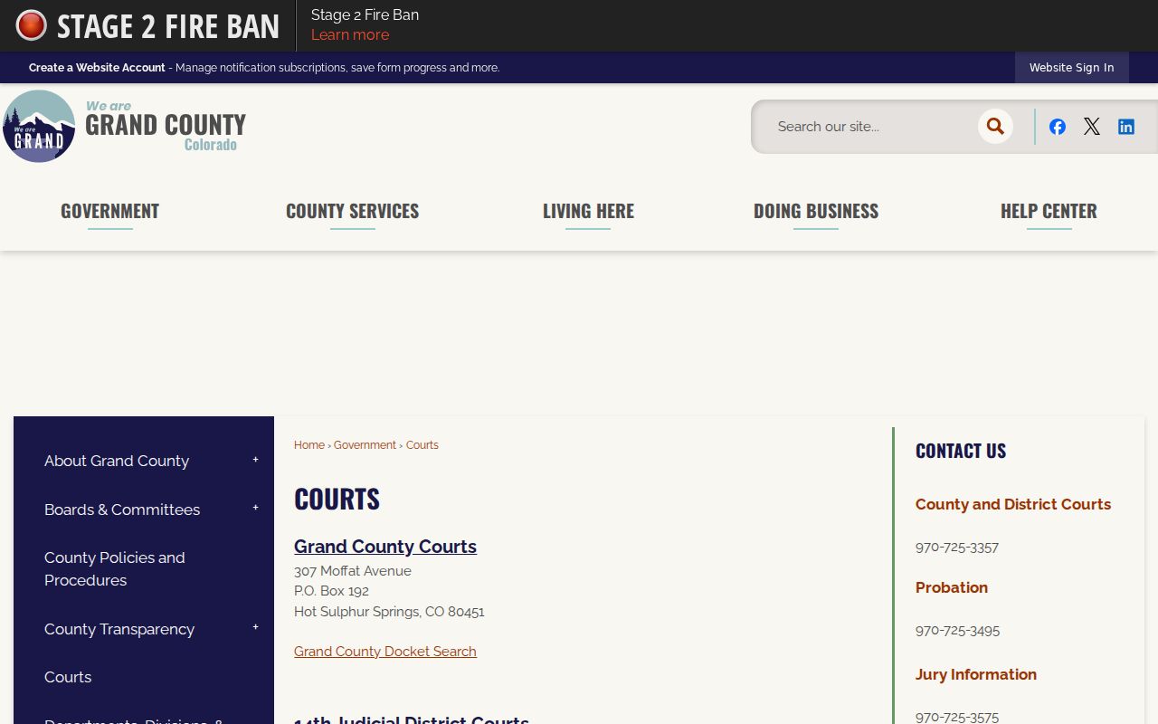 Grand County court records county court contact page