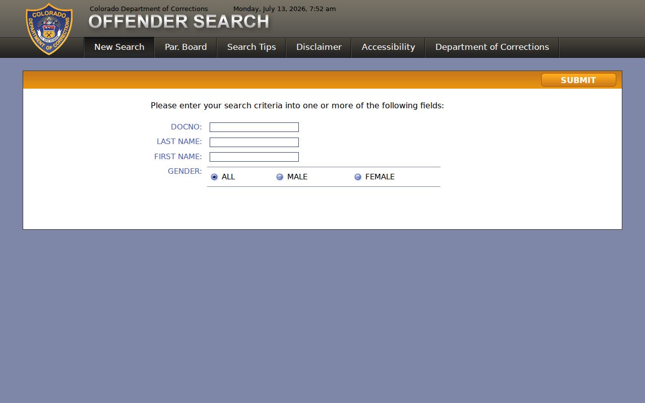 Grand County inmate search Colorado DOC source