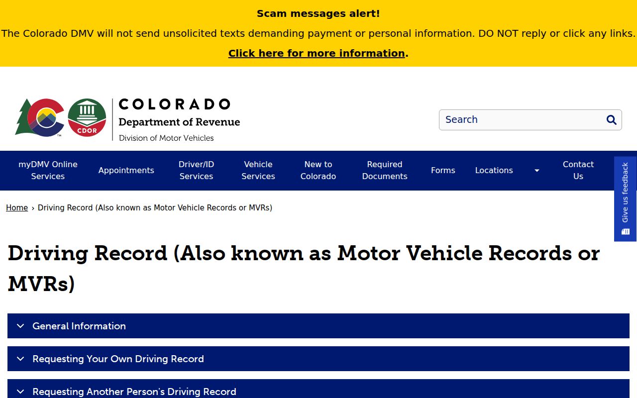 Grand County traffic court records Colorado DMV motor vehicle record source